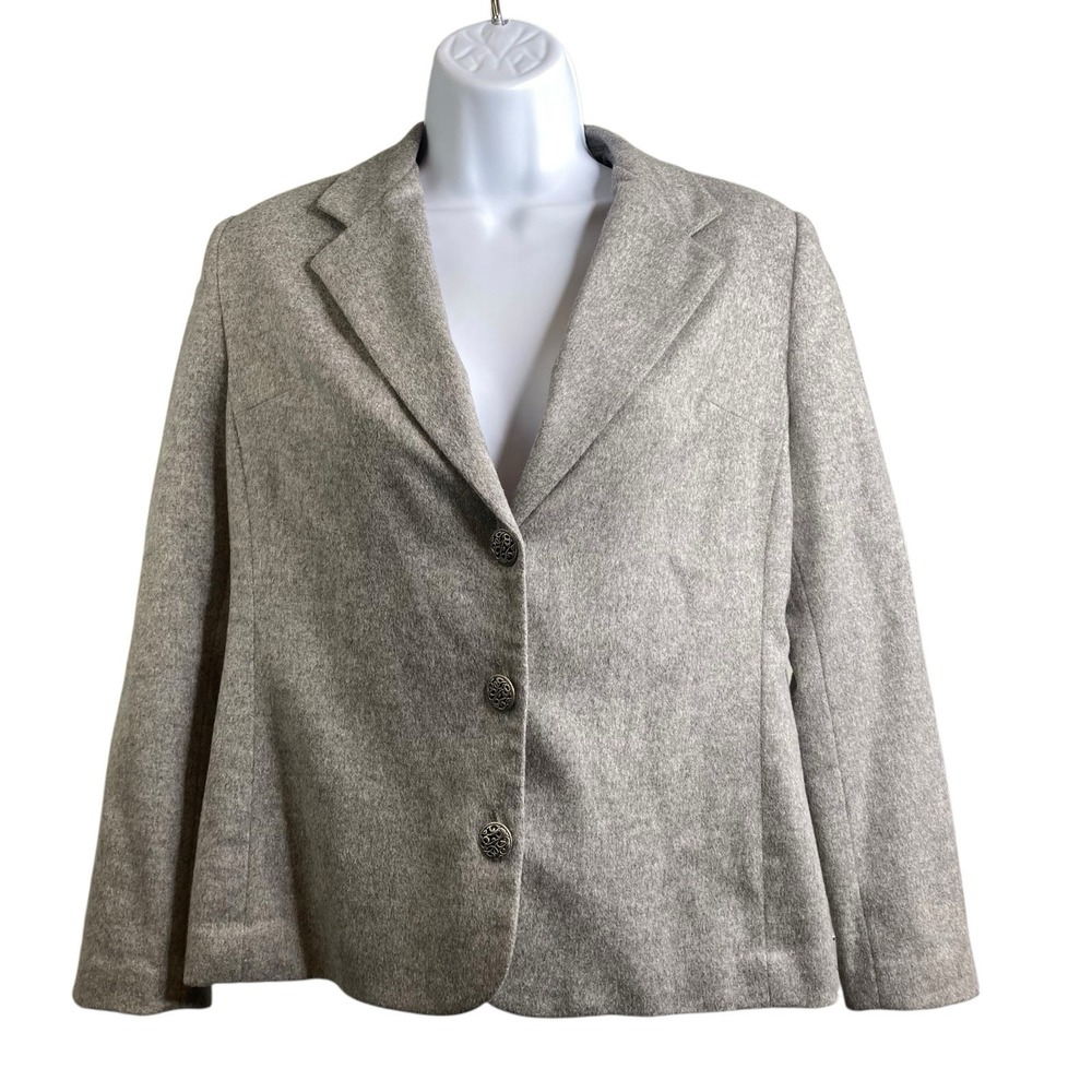 VTG 90s REBECCA REINHOLD Gray Wool Blend Blazer Est. Sz S Old Money Tailored